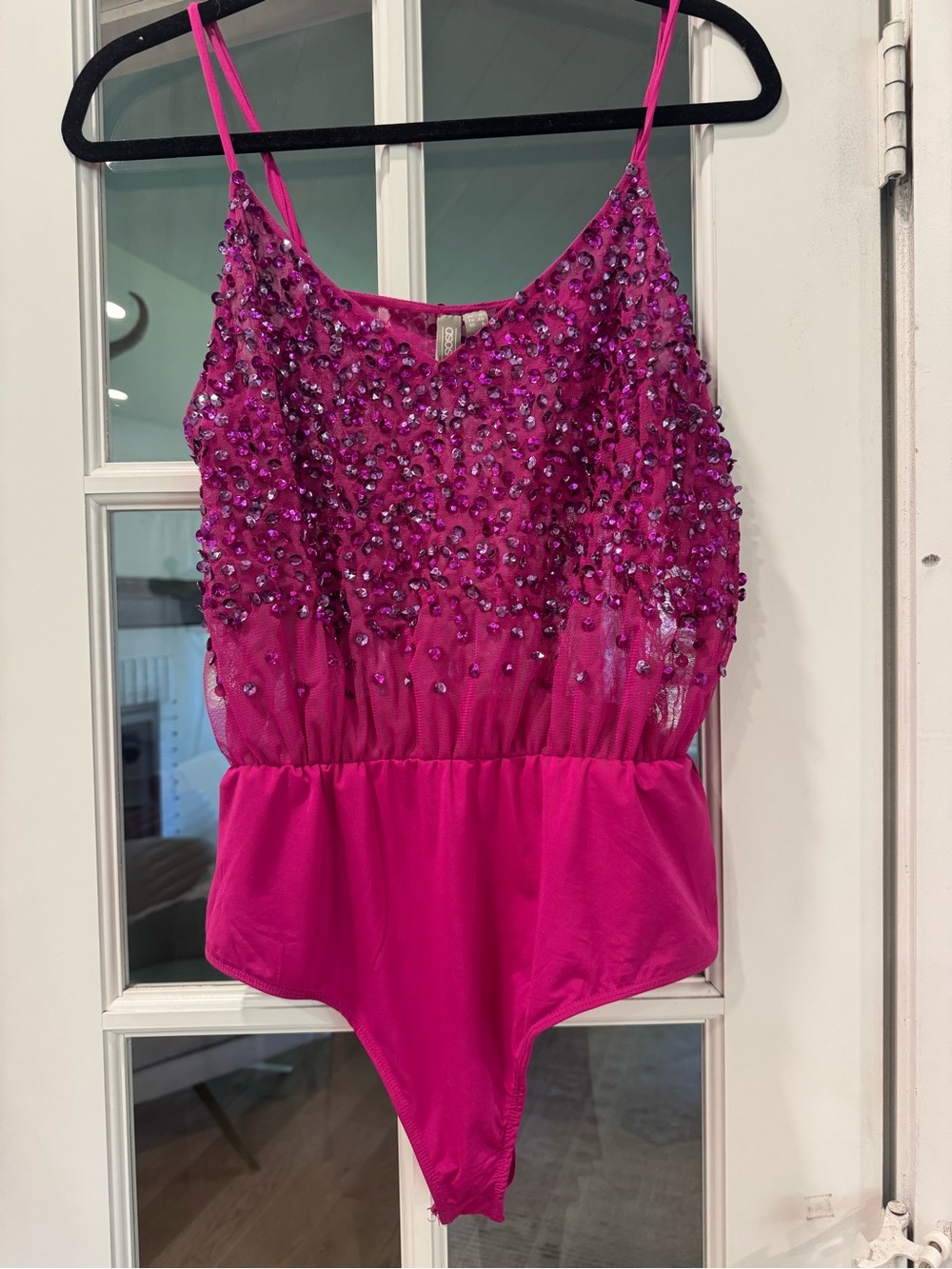 ASOS Pink Embellished Mesh Bodysuit